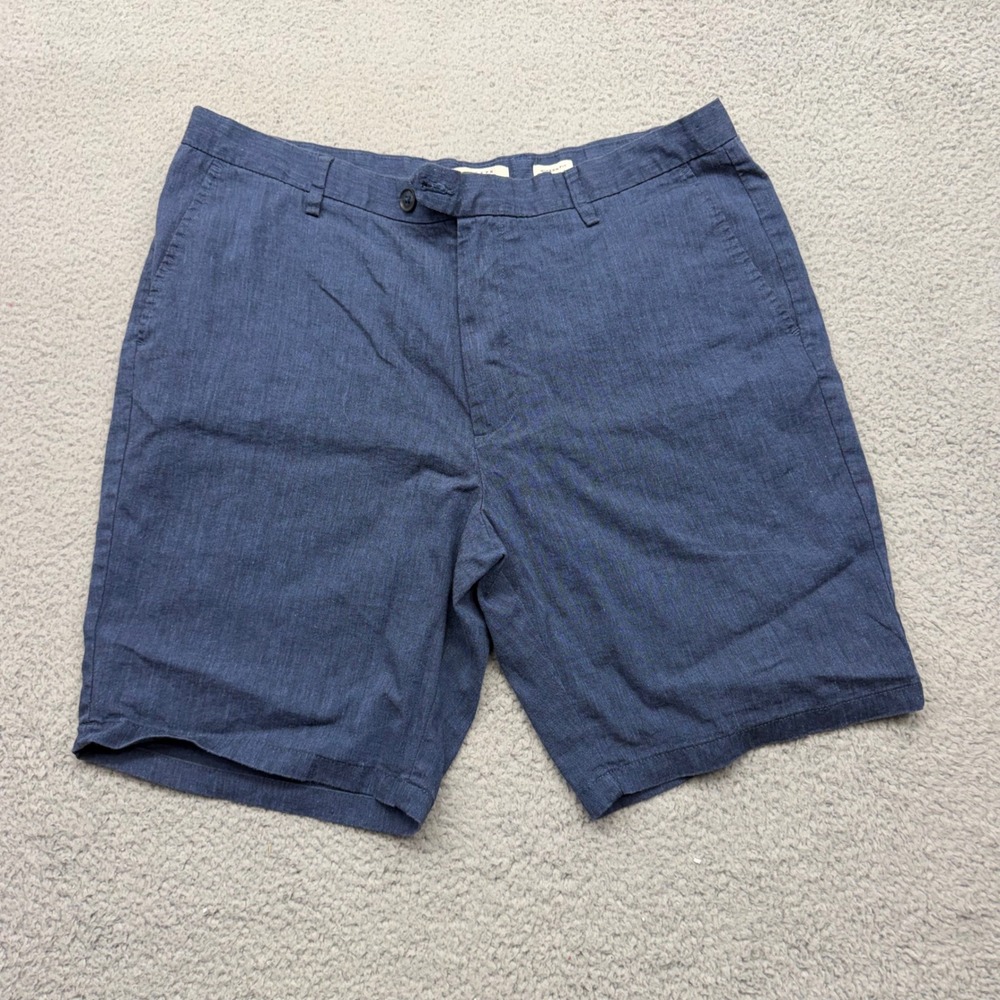 Joseph Abboud Modern Fit Mens Size 36 Blue Linen Blend Flat Front Shorts
